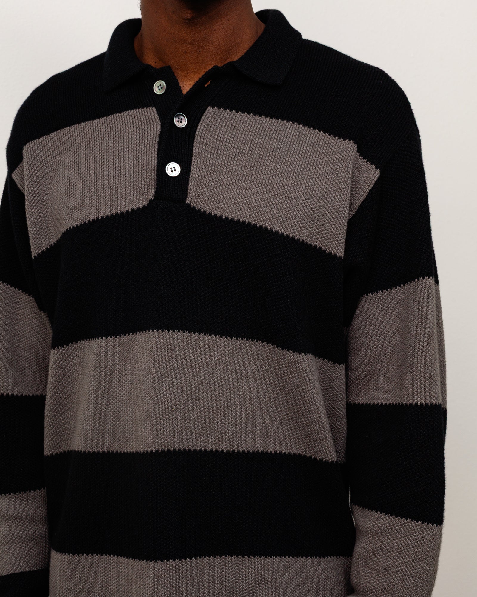 PIQUE KNIT STRIPE RUGBY